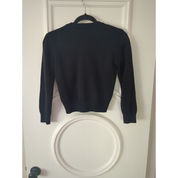 DENNIS UNIFORM Sweater Youth Small V-neck  Pull Over Black Pill Resistant Preppy - Picture 2 of 5